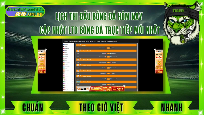 Lịch thi đấu và link xem trực tiếp bóng đá mọi giải đấu – Cập nhật nhanh nhất